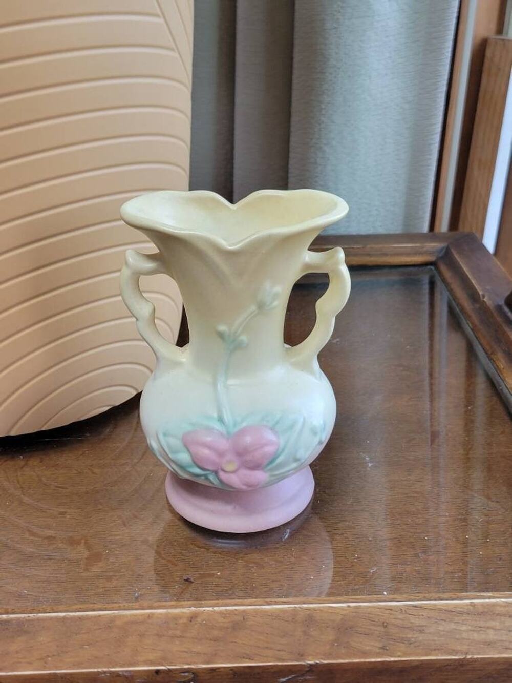 Vintage Hull Art Pottery Wildflower Vase W-1 5.5" Double Handle Pink Blue Matte